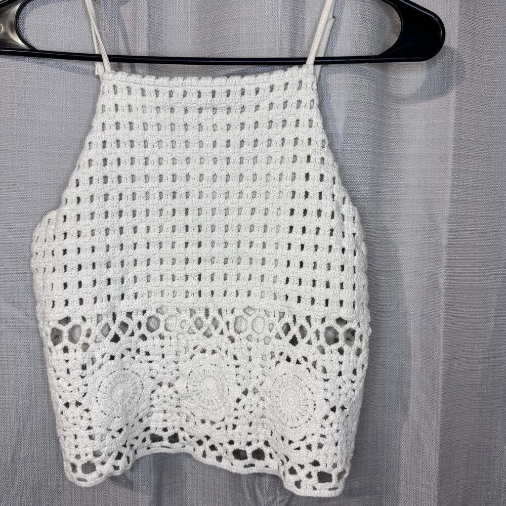 Love On A Hanger Women's White Crochet Knit Tank Top
